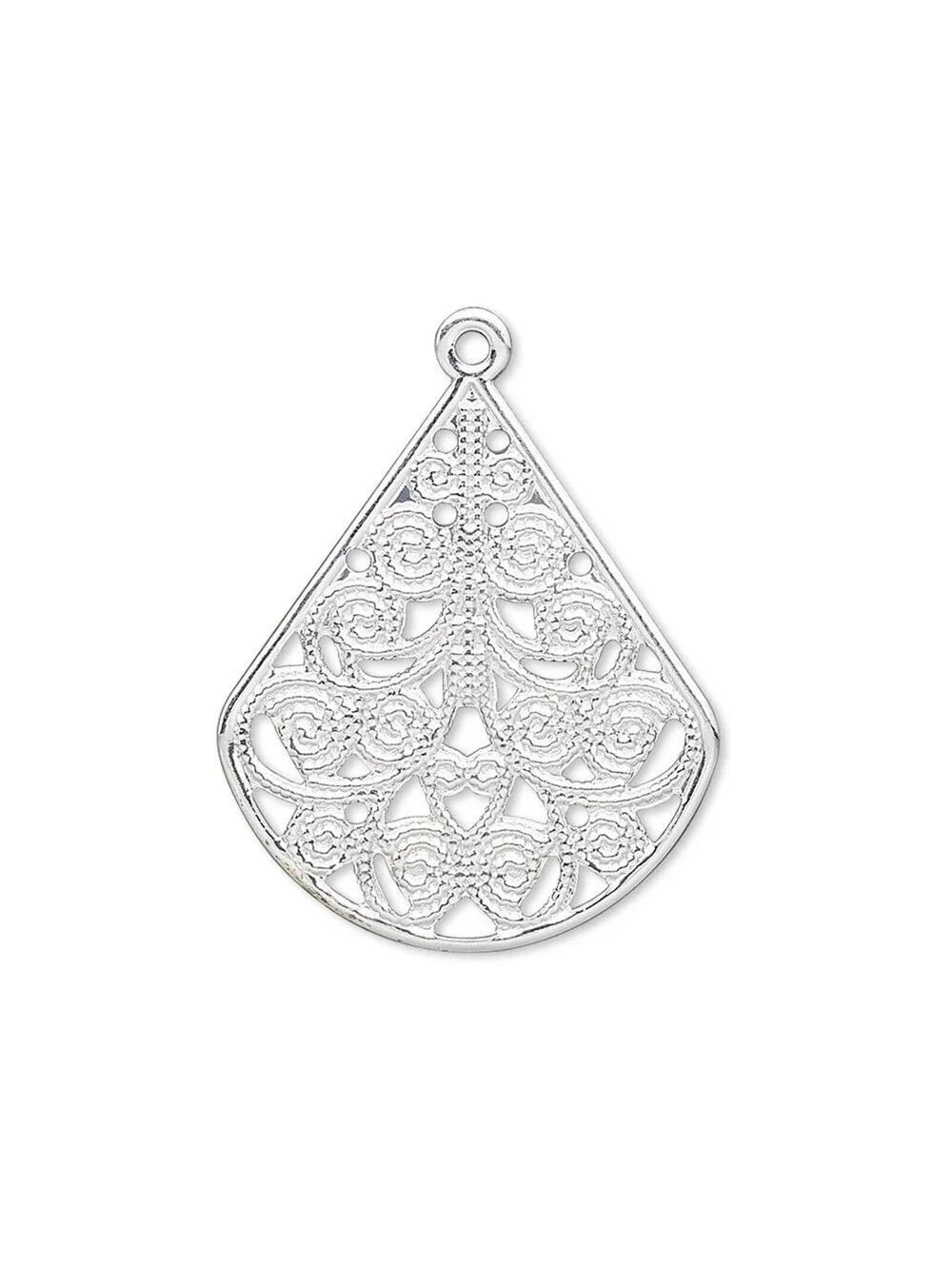 Silver Plated Victorian Filigree Teardrop 26mm Focal Drops Charms Beads 2 pcs